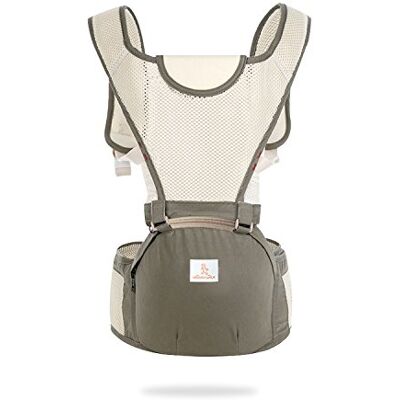 SONARIN 2020 All-Season Multifunctionele Hipseat Babydrager, 3D Hollow Ademend Net,Ademend, Ergonomisch, 6 draagposities, Geschikt voor de groei van je kind (Grijs) SONARIN 2020 All-Season Multifunctionele Hipseat Babydrager, 3D Hollow Ademend Net,Ademend, Ergonomisch, 6 draagposities, Geschikt voor de groei van je kind (Grijs)
