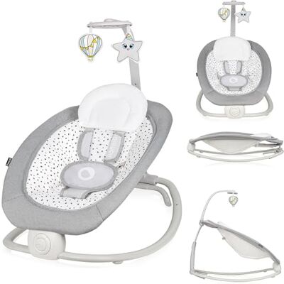 Lionelo Pascal Baby Wipstoel, zachte vibraties, 5 melodieën, speelgoedmobiel met interactieve knuffels, hoofdkussen, verstelbare rugleuning, energiebesparingssysteem Lionelo Pascal Baby Wipstoel, zachte vibraties, 5 melodieën, speelgoedmobiel met interactieve knuffels, hoofdkussen, verstelbare rugleuning, energiebesparingssysteem