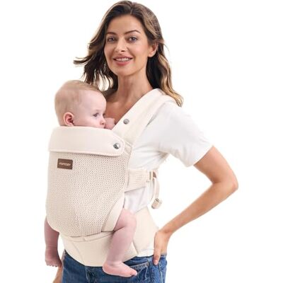 Momcozy Ademende, ergonomische en lichte babydrager voor baby's van 3 tot 20 kg met versterkte lendensteun, comfort de hele dag om de baby handsfree te dragen, Air Mesh abrikoosbeige Momcozy Ademende, ergonomische en lichte babydrager voor baby's van 3 tot 20 kg met versterkte lendensteun, comfort de hele dag om de baby handsfree te dragen, Air Mesh abrikoosbeige