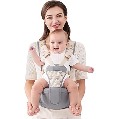 SONARIN Babydrager heupzitje, ademend, multifunctionele draagdoek, ergonomisch, voor pasgeborenen, 0-36 maanden (grijs) SONARIN Babydrager heupzitje, ademend, multifunctionele draagdoek, ergonomisch, voor pasgeborenen, 0-36 maanden (grijs)