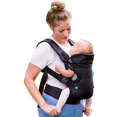 INFANTINO Baby Carrier Flip 4-in-1 denim, zwart, babycarrier met ergonomische zitting, verstelbaar, buik of rug, voor baby's van 3,5 tot 14,5 kg INFANTINO Baby Carrier Flip 4-in-1 denim, zwart, babycarrier met ergonomische zitting, verstelbaar, buik of rug, voor baby's van 3,5 tot 14,5 kg