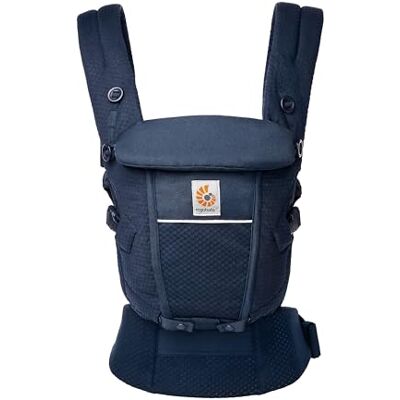 Ergobaby Adapt babydrager voor pasgeborenen, vanaf de geboorte, ergonomische 3-posities mesh SoftFlex voor buik- en rugdrager, midnight blue Ergobaby Adapt babydrager voor pasgeborenen, vanaf de geboorte, ergonomische 3-posities mesh SoftFlex voor buik- en rugdrager, midnight blue