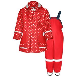 Playshoes Regen-set regenbroek uniseks kinderen (2 stuks), Effen rode stippen 86 Playshoes Regen-set regenbroek uniseks kinderen (2 stuks), Effen rode stippen 86