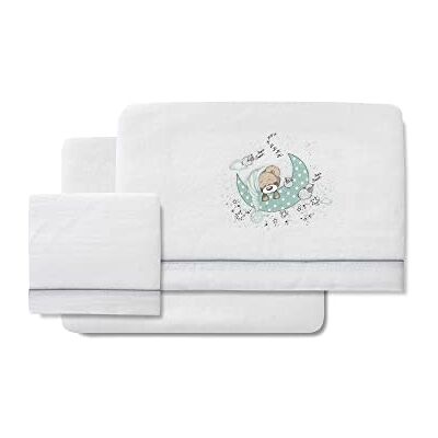 Interbaby Hoeslaken Coralina New Sleeping, wit en groen, voor babykuip en wagen Interbaby Hoeslaken Coralina New Sleeping, wit en groen, voor babykuip en wagen