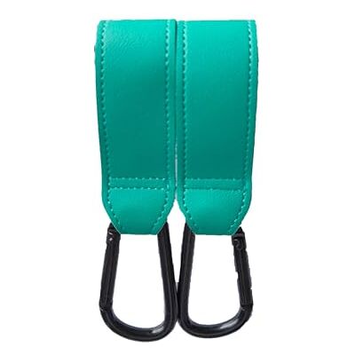 Shabany Set van 2 universele haken voor kinderwagen en tas, verstelbaar en robuust, met klittenbandsluiting, turquoise Shabany Set van 2 universele haken voor kinderwagen en tas, verstelbaar en robuust, met klittenbandsluiting, turquoise