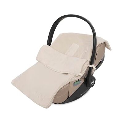 Jollein Oatmeal Basic Knit voetenzak voor kinderzitje groep 0+ en buggy, voor 3-punts en 5-punts gordel, gebreid patroon en fleecevoering Jollein Oatmeal Basic Knit voetenzak voor kinderzitje groep 0+ en buggy, voor 3-punts en 5-punts gordel, gebreid patroon en fleecevoering