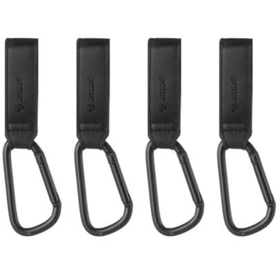 Jane Jané Set van 4 multifunctionele universele haken voor kinderwagenstuur voor kinderwagens, rugzakken tot 5 kg, zwart Jane Jané Set van 4 multifunctionele universele haken voor kinderwagenstuur voor kinderwagens, rugzakken tot 5 kg, zwart