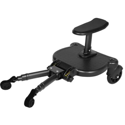 HuKaiL Buggy Board Kinderwagenplank met zitje, afneembaar kinderwagenaccessoire voor driewielige kinderwagen en paraplubuggy, universele opstapkruk voor 3 tot 7 jaar, zwart HuKaiL Buggy Board Kinderwagenplank met zitje, afneembaar kinderwagenaccessoire voor driewielige kinderwagen en paraplubuggy, universele opstapkruk voor 3 tot 7 jaar, zwart
