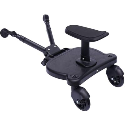 YIEMJS Buggy Board Universeel met zitting, opstapje voor kinderwagen, kinderwagenaccessoires, 360° ontwerp met twee wielen, tot 25 kg, geschikt voor kinderen van 2 tot 6 jaar, zwart YIEMJS Buggy Board Universeel met zitting, opstapje voor kinderwagen, kinderwagenaccessoires, 360° ontwerp met twee wielen, tot 25 kg, geschikt voor kinderen van 2 tot 6 jaar, zwart
