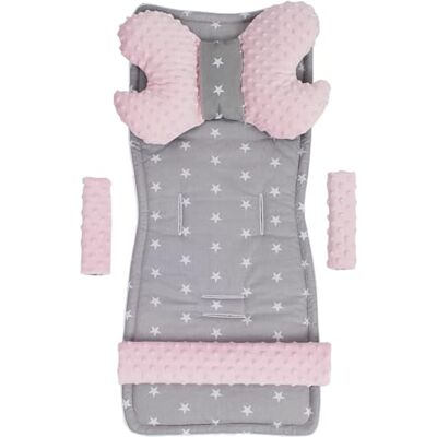 Medi Partners MINKY Universele stoelbekleding voor kinderwagen en buggy's, zitplaatsen, kinderwagendeken, 5-delig, gordelkussen + speelboog, kinderwagenset, katoen, medi-partners Medi Partners MINKY Universele stoelbekleding voor kinderwagen en buggy's, zitplaatsen, kinderwagendeken, 5-delig, gordelkussen + speelboog, kinderwagenset, katoen, medi-partners