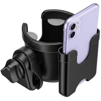 Suranew Drankhouder voor kinderwagen, accessoires, buggy, bidonhouder, fiets, universele kinderwagen, buggy, bekerhouder voor drinkflessen, speekselflessen, koffiehouder (met telefoonopbergdoos) Convient aux guidons de poussette, déambulateur et fauteui Suranew Drankhouder voor kinderwagen, accessoires, buggy, bidonhouder, fiets, universele kinderwagen, buggy, bekerhouder voor drinkflessen, speekselflessen, koffiehouder (met telefoonopbergdoos) Convient aux guidons de poussette, déambulateur et fauteui