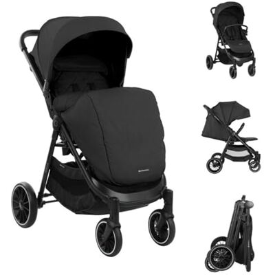 Kikkaboo Sarah kinderwagen, inklapbaar, verstelbaar, bekerhouder tot 22 kg, kleur: zwart Kikkaboo Sarah kinderwagen, inklapbaar, verstelbaar, bekerhouder tot 22 kg, kleur: zwart
