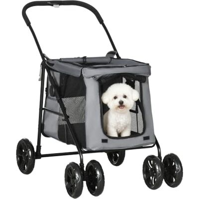 Pawhut Opvouwbare hondenwagen, wielen, 600D Oxford, 102 x 62 x 105 cm Kinderwagen, opvouwbaar, inclusief kussen, wielen met rem, staal, dieren minder dan 20 kg Pawhut Opvouwbare hondenwagen, wielen, 600D Oxford, 102 x 62 x 105 cm Kinderwagen, opvouwbaar, inclusief kussen, wielen met rem, staal, dieren minder dan 20 kg