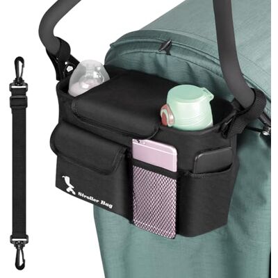 EUIEUT Universele luiertas voor kinderwagen, organizer, luiertas, luiertas, organisatietas voor kinderwagen, bekerhouder, kinderwagenaccessoires met verstelbare schouderriem EUIEUT Universele luiertas voor kinderwagen, organizer, luiertas, luiertas, organisatietas voor kinderwagen, bekerhouder, kinderwagenaccessoires met verstelbare schouderriem