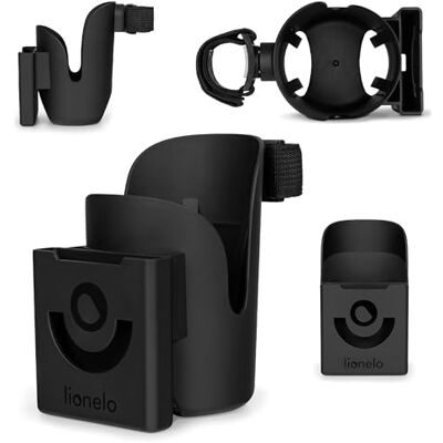 Lionelo Ove 2-in-1 bekerhouder voor kinderwagen, bekerhouder, flessenhouder, accessoires voor smartphone-houder, 360 graden universeel, geschikt voor de meeste flessen en smartphones, Lionelo Ove 2-in-1 bekerhouder voor kinderwagen, bekerhouder, flessenhouder, accessoires voor smartphone-houder, 360 graden universeel, geschikt voor de meeste flessen en smartphones,