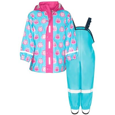Playshoes Regenset regenbroek regenpak uniseks kinderen (2 stuks), Turquoise uil motief 140 Playshoes Regenset regenbroek regenpak uniseks kinderen (2 stuks), Turquoise uil motief 140