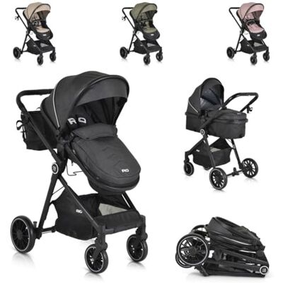 Moni Combi Rio 2-in-1 kinderwagen, 22 kg, converteerbaar, voetenbescherming, opvouwbaar, harnas, kleur: zwart Moni Combi Rio 2-in-1 kinderwagen, 22 kg, converteerbaar, voetenbescherming, opvouwbaar, harnas, kleur: zwart