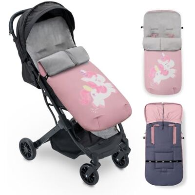 Interbaby Universele voetenzak voor kinderwagen, zacht, warm en wollig, afneembare wintervoetenzak, dubbele opening, gemakkelijk te wassen, anti-allergische materialen, roze eenhoorn Interbaby Universele voetenzak voor kinderwagen, zacht, warm en wollig, afneembare wintervoetenzak, dubbele opening, gemakkelijk te wassen, anti-allergische materialen, roze eenhoorn
