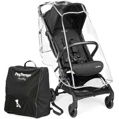 Peg Perego Lichte kinderwagen met regenhoes, vliegtuig, compact, goedgekeurd voor hoed, afmetingen handbagage geschikt vanaf de geboorte tot 22 kg, met reistas, True Black Peg Perego Lichte kinderwagen met regenhoes, vliegtuig, compact, goedgekeurd voor hoed, afmetingen handbagage geschikt vanaf de geboorte tot 22 kg, met reistas, True Black
