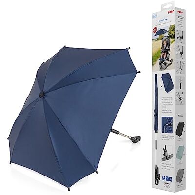 Reer ShineSafe Universele parasol voor kinderwagen, draaibaar en kantelbaar, blauw Reer ShineSafe Universele parasol voor kinderwagen, draaibaar en kantelbaar, blauw