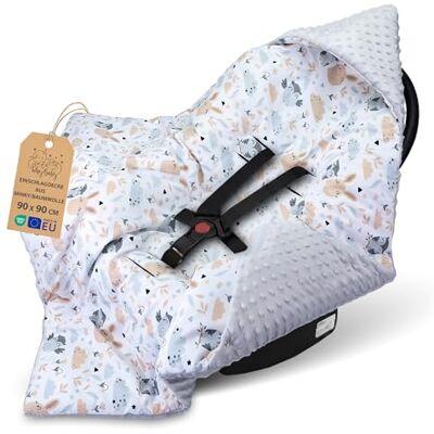 Totsy Baby Babydeken, 90 x 90 cm, geschikt voor autostoel, kinderwagen, winterdeken, Hert lichtgrijs Totsy Baby Babydeken, 90 x 90 cm, geschikt voor autostoel, kinderwagen, winterdeken, Hert lichtgrijs