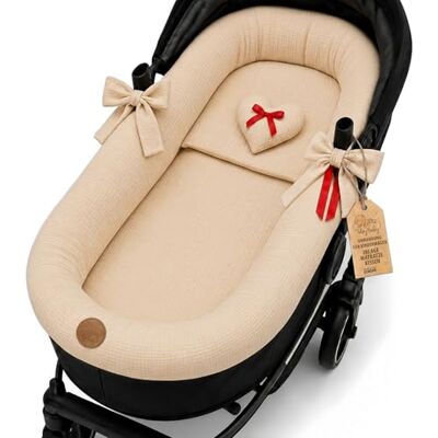 Totsy Baby Kinderwagentoren hoes voor babyzitje, bedomranding, kinderwagenaccessoires, 3-delig, met kussen en matras, chiffon, katoen, beige Totsy Baby Kinderwagentoren hoes voor babyzitje, bedomranding, kinderwagenaccessoires, 3-delig, met kussen en matras, chiffon, katoen, beige