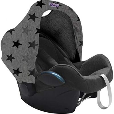 Dooky Hoody Zonwering Luifel voor babydragers of kinderwagens (design: Grey Stars, met uv-bescherming 40+, leeftijdsgroep 0+, geschikt voor de meeste merken), grijs Dooky Hoody Zonwering Luifel voor babydragers of kinderwagens (design: Grey Stars, met uv-bescherming 40+, leeftijdsgroep 0+, geschikt voor de meeste merken), grijs