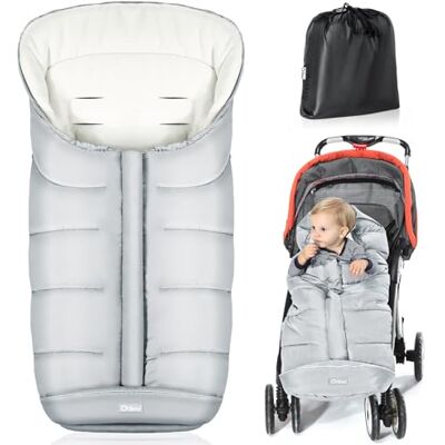 Orzbow Universele voetenzak voor baby's, kinderwagen, knuffelige wintervoetenzak voor kinderwagen, met warme fleecevoering, capuchon met trekkoord, waterdicht en winddicht, lichtgrijs Orzbow Universele voetenzak voor baby's, kinderwagen, knuffelige wintervoetenzak voor kinderwagen, met warme fleecevoering, capuchon met trekkoord, waterdicht en winddicht, lichtgrijs
