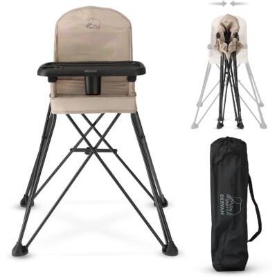 Deryan Pop 'N Sit Opvouwbare kinderstoel met zitting, licht en stabiel, met dienblad, nougat Deryan Pop 'N Sit Opvouwbare kinderstoel met zitting, licht en stabiel, met dienblad, nougat