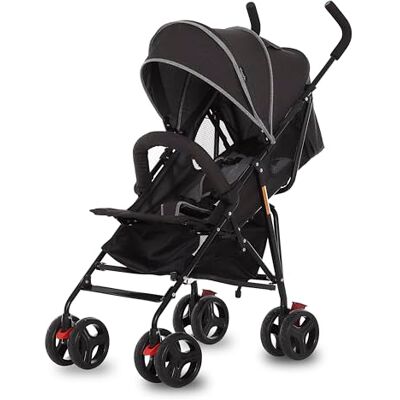 Dream On Me Vista Moonwalk kinderwagen in zwart, licht met compact inklapbaar, meervoudig verstelbare paraplu met luifel, extra grote opbergruimte en bekerhouder Dream On Me Vista Moonwalk kinderwagen in zwart, licht met compact inklapbaar, meervoudig verstelbare paraplu met luifel, extra grote opbergruimte en bekerhouder