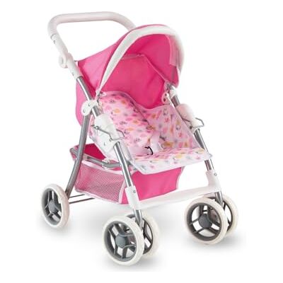 Teorema Giocattoli Lichte en opvouwbare poppenwagen, poppenwagen met verstelbare jas, opbergmand, metalen frame, handige kinderwagen, speelgoed voor meisjes, roze Teorema Giocattoli Lichte en opvouwbare poppenwagen, poppenwagen met verstelbare jas, opbergmand, metalen frame, handige kinderwagen, speelgoed voor meisjes, roze