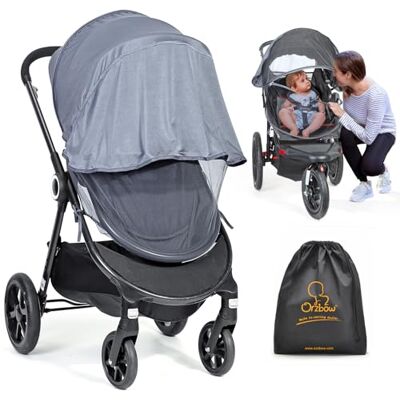 Orzbow Universeel muggennet, kinderwagen, ademend, uv-bescherming, UPF50+, met ritssluiting en voor kinderwagen, wieg en mozes, 3D-pvc-stof, fijn en duurzaam, incl. tas, grijs Orzbow Universeel muggennet, kinderwagen, ademend, uv-bescherming, UPF50+, met ritssluiting en voor kinderwagen, wieg en mozes, 3D-pvc-stof, fijn en duurzaam, incl. tas, grijs