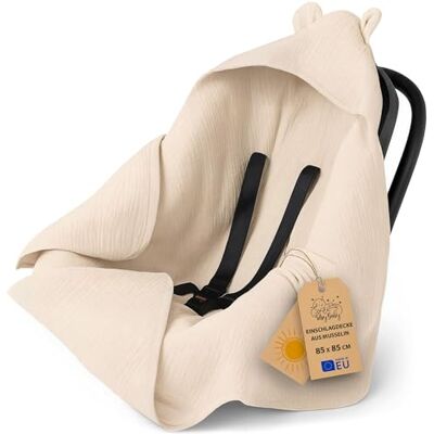 Totsy Baby Babydeken van chiffon, licht, ademend, voor autostoel met capuchon voor de zomer, temperatuurregulerend voor kinderwagen en pasgeborenen, 90 x 90 cm, lichtbeige, Oeko-Tex Totsy Baby Babydeken van chiffon, licht, ademend, voor autostoel met capuchon voor de zomer, temperatuurregulerend voor kinderwagen en pasgeborenen, 90 x 90 cm, lichtbeige, Oeko-Tex