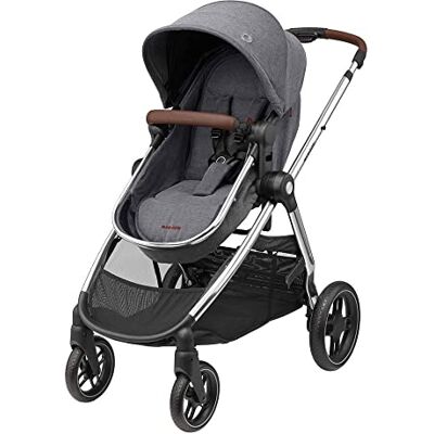 Maxi-Cosi Zelia Luxe kinderwagen, 2-in-1, omkeerbare zitting, met één hand opvouwbaar, geschikt vanaf de geboorte tot ca. 4 jaar, 0-22 kg, Twillic grijs Maxi-Cosi Zelia Luxe kinderwagen, 2-in-1, omkeerbare zitting, met één hand opvouwbaar, geschikt vanaf de geboorte tot ca. 4 jaar, 0-22 kg, Twillic grijs
