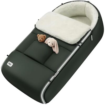 Monzana Babyvoetenzak met afsluitbare reflectoren, veiligheidsgordel voor kinderwagen, knuffeldeken voor autostoel, grijs en groen Monzana Babyvoetenzak met afsluitbare reflectoren, veiligheidsgordel voor kinderwagen, knuffeldeken voor autostoel, grijs en groen