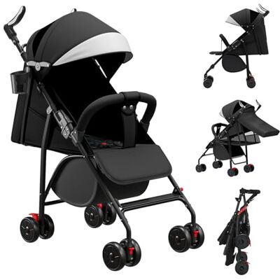 OHMG Lichte en compacte kinderwagen van 0 maanden tot 22 kg, kantelbare kinderwagen, eenhandssluiting, zonnekappen en regenhoes, muggennet, 5-punts veiligheidsgordels, verstelbare rugleuning OHMG Lichte en compacte kinderwagen van 0 maanden tot 22 kg, kantelbare kinderwagen, eenhandssluiting, zonnekappen en regenhoes, muggennet, 5-punts veiligheidsgordels, verstelbare rugleuning