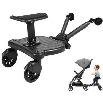 Pinuox Kinderwagenplank voor alle kinderwagens, met zitting, universele opstapje voor kinderwagen, 360° ontwerp met twee wielen, Kiddy Board voor kinderen van 2 tot 7 jaar, draagkracht 25 kg Pinuox Kinderwagenplank voor alle kinderwagens, met zitting, universele opstapje voor kinderwagen, 360° ontwerp met twee wielen, Kiddy Board voor kinderen van 2 tot 7 jaar, draagkracht 25 kg