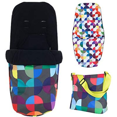 Cosatto Giggle 2-in-1 accessoireset luiertas en voetenzak voor alle seizoenen, caleidoscoop Cosatto Giggle 2-in-1 accessoireset luiertas en voetenzak voor alle seizoenen, caleidoscoop