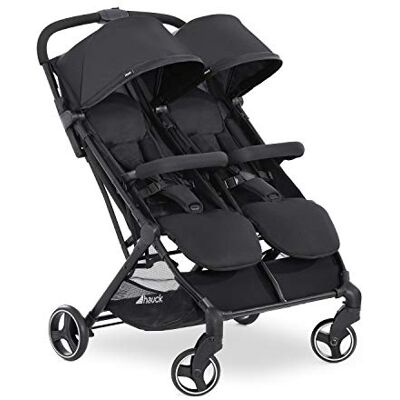 hauck 500040 Swift X Duo superlichte duo buggy, voor stad en vakantie, tot 36 kg, compact met één hand inklapbaar, met ligstand, verwisselbare kappen en designs los verkrijgbaar zwart hauck 500040 Swift X Duo superlichte duo buggy, voor stad en vakantie, tot 36 kg, compact met één hand inklapbaar, met ligstand, verwisselbare kappen en designs los verkrijgbaar zwart