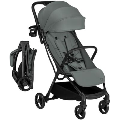 Lionelo Agia Kinderwagen, compact en licht, 7,3 kg (0-4 jaar, tot 22 kg), compact opvouwbaar, gemakkelijk te duwen, ligpositie, vering voor en achter, grote mand, bekerhouder, groen Lionelo Agia Kinderwagen, compact en licht, 7,3 kg (0-4 jaar, tot 22 kg), compact opvouwbaar, gemakkelijk te duwen, ligpositie, vering voor en achter, grote mand, bekerhouder, groen