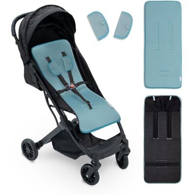 Interbaby Universele matras voor kinderwagen, ademend en comfortabel, 100% katoen, 84 x 34 cm, harnasbescherming, groen Interbaby Universele matras voor kinderwagen, ademend en comfortabel, 100% katoen, 84 x 34 cm, harnasbescherming, groen