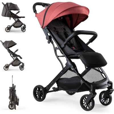 Interbaby kinderwagen, kinderwagen voor baby's tot 48 maanden of 22 kg, snelvouwknop, schokdempers, verwisselbare XXL-kap, Minimum Plus, ruimte rood Interbaby kinderwagen, kinderwagen voor baby's tot 48 maanden of 22 kg, snelvouwknop, schokdempers, verwisselbare XXL-kap, Minimum Plus, ruimte rood