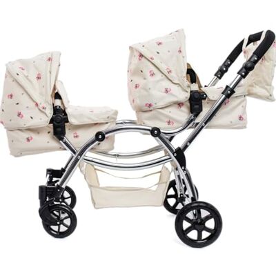 Roma Darcie Dubbele kinderwagen voor poppen crème Roma Darcie Dubbele kinderwagen voor poppen crème