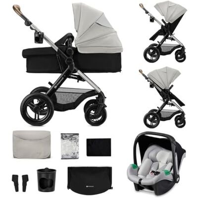kk Kinderkraft Kinderkraft MOOV XL 3-in-1, kinderwagen tot 27 kg, kinderwagen met I-SIZE zitting 40-75 cm, opvouwbaar, schokdemper, converteerbaar, XL-reiswieg, met accessoires, lichtgrijs kk Kinderkraft Kinderkraft MOOV XL 3-in-1, kinderwagen tot 27 kg, kinderwagen met I-SIZE zitting 40-75 cm, opvouwbaar, schokdemper, converteerbaar, XL-reiswieg, met accessoires, lichtgrijs