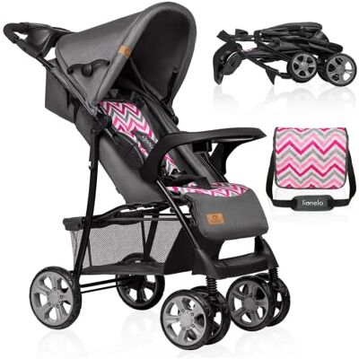 Lionelo Emma Plus kinderwagen tot 15 kg, licht en modern, kleine kinderwagen met ligpositie, opvouwbaar, grote wielen, grote mand, tas Lionelo Emma Plus kinderwagen tot 15 kg, licht en modern, kleine kinderwagen met ligpositie, opvouwbaar, grote wielen, grote mand, tas
