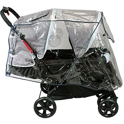 BAMBISOL Regenhoes voor dubbele kinderwagen met transparant zonnedak BAMBISOL Regenhoes voor dubbele kinderwagen met transparant zonnedak