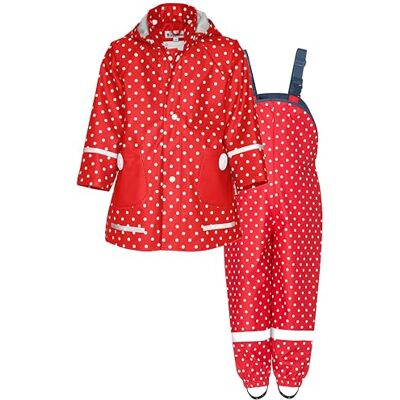Playshoes Regenset regenbroek regenpak uniseks kinderen (2 stuks), Rode stippen 104 Playshoes Regenset regenbroek regenpak uniseks kinderen (2 stuks), Rode stippen 104