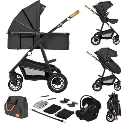 Lionelo Amber 3-in-1 combi-kinderwagen, reiswieg, kinderwagen, ADAC-autostoel, vanaf de geboorte tot 4 jaar (22 kg), opblaasbare wielen, comfortabele matras, luiertas, voetenzak, accessoires Lionelo Amber 3-in-1 combi-kinderwagen, reiswieg, kinderwagen, ADAC-autostoel, vanaf de geboorte tot 4 jaar (22 kg), opblaasbare wielen, comfortabele matras, luiertas, voetenzak, accessoires