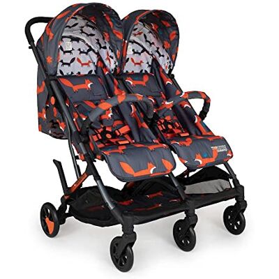 Cosatto Woosh dubbele kinderwagen, lichte kinderwagen vanaf de geboorte tot 22 kg, tweelingen of broers en zussen, inklapbaar, compact, onafhankelijke stoelen, antraciet Mister Fox Cosatto Woosh dubbele kinderwagen, lichte kinderwagen vanaf de geboorte tot 22 kg, tweelingen of broers en zussen, inklapbaar, compact, onafhankelijke stoelen, antraciet Mister Fox