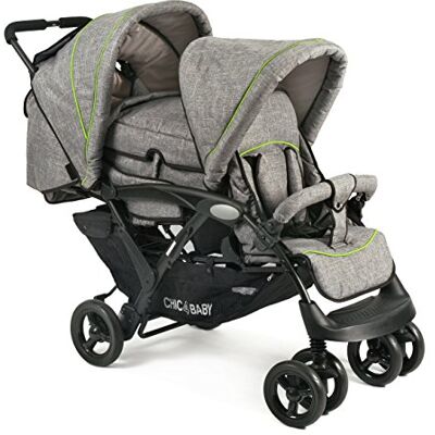 CHIC 4 BABY 275 32 Duo bolderkar voor broers en zussen met reiswieg en regenhoes, jeans grijs CHIC 4 BABY 275 32 Duo bolderkar voor broers en zussen met reiswieg en regenhoes, jeans grijs